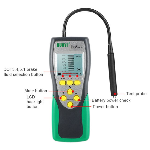 DUOYI DY23 DY23B Digital Car Brake Fluid Tester Accurate Test Automotive Brake Fluid Water Content Check Universal Oil Quality