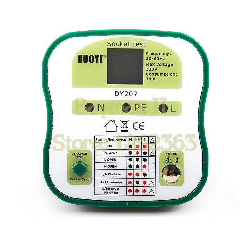 DUOYI DY207 Electrical Socket Tester RCD Plug (U.S/Eu Plug)
