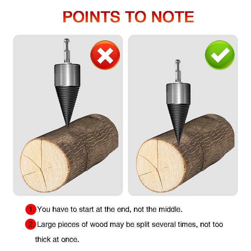 Split Wood Cone-drilling Tool Firewood Machine Drill Wood Cone Reamer Punch Driver Drill Bit Split Drilling Tools