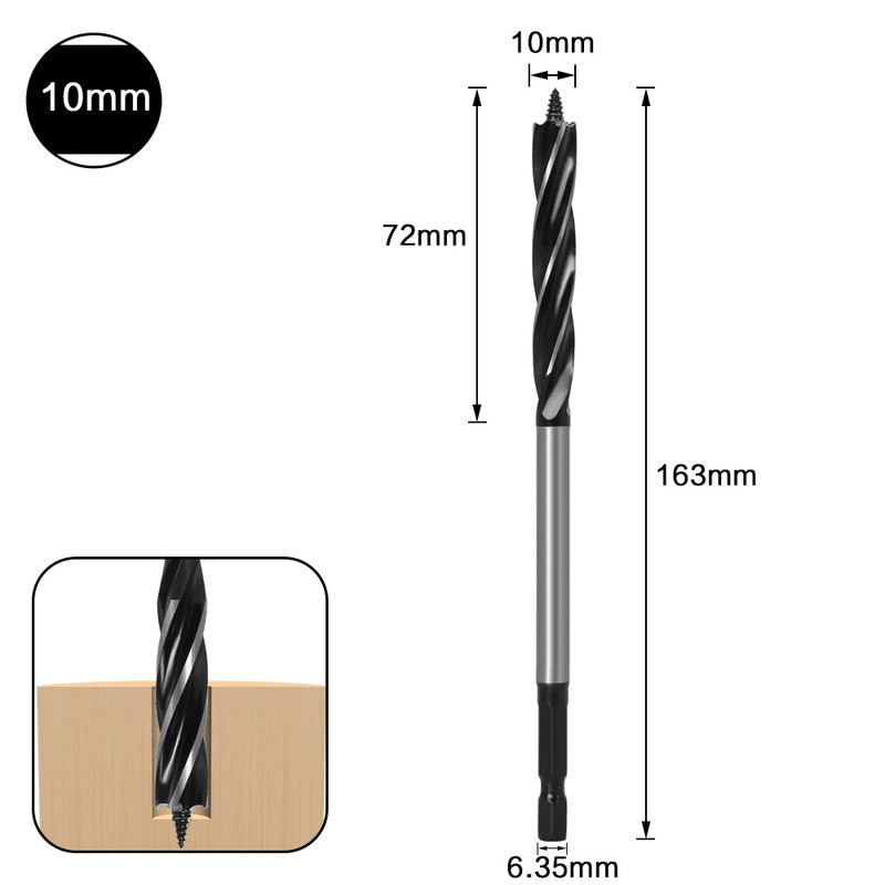 12-35mm Woodworking Twist Drill Bit Set Long Four-Slot 6.35mm Shank Carbide Drill Bit Hole Saw For Door Lock Wood Slotting Tools