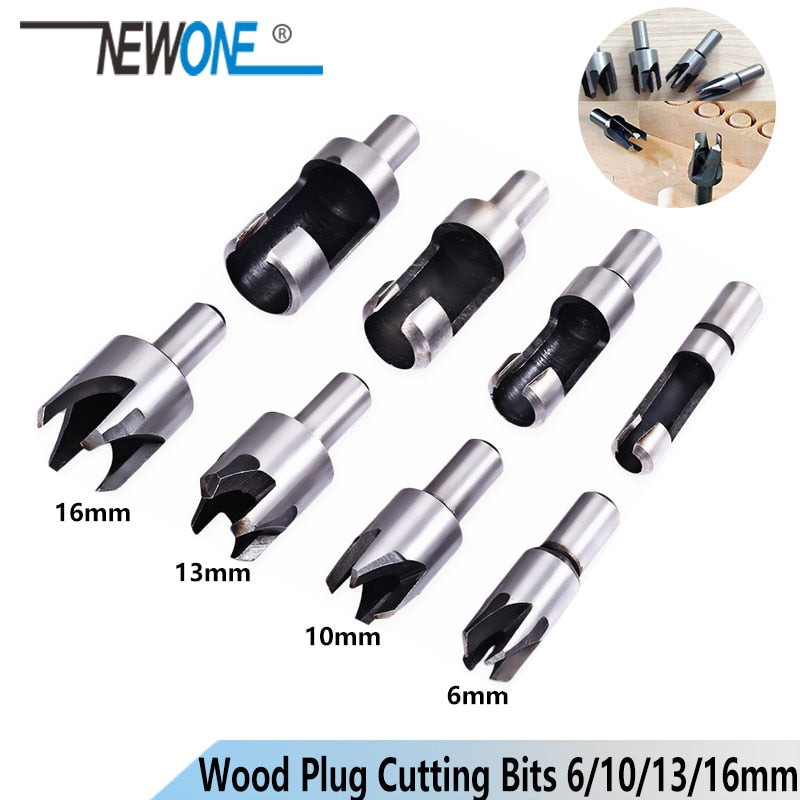 8pcs/set Wood Plug Cutting Tool Drill Bit Straight And Tapered Taper 5/8" 1/2" 3/8" 1/4" Woodworking Cork Drill Bit Knife