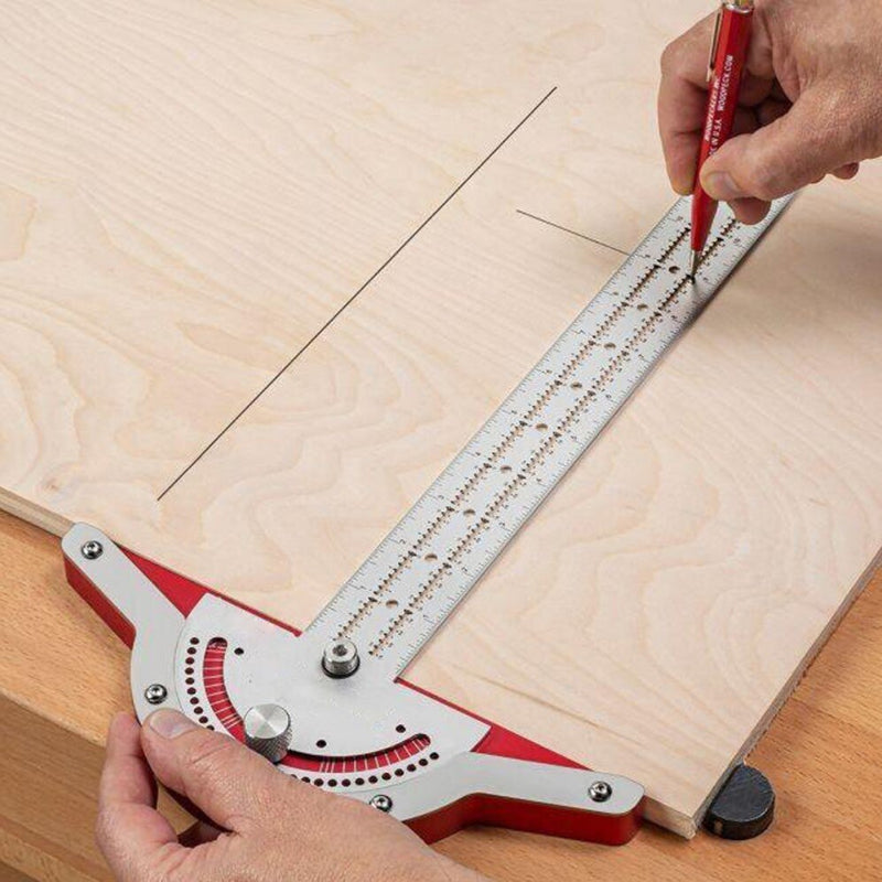1PCS Woodworkers Edge Rule Protractor Round Head Rotary 1MM Measurement accuracy Angle Rule Tools For Woodworing