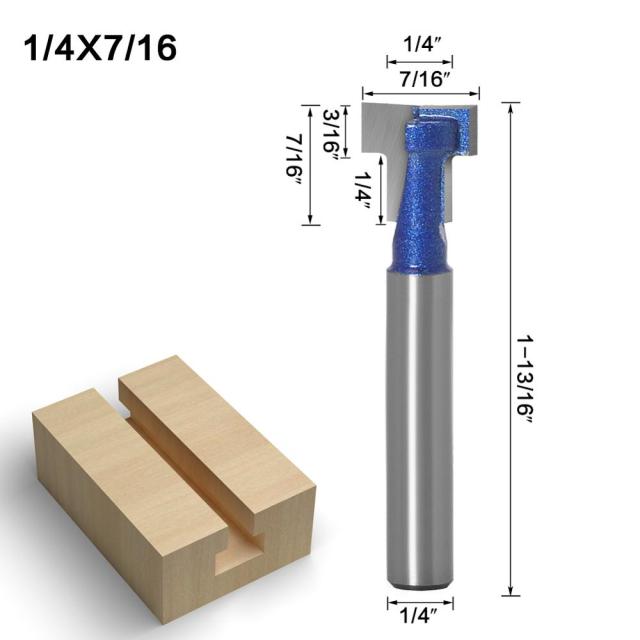 6mm 1/4inch Shank T-Slot Cutter Router Bit Set Key Hole Bits Hex Bolt T Slotting Milling Cutter for Wood Woodworking Tool