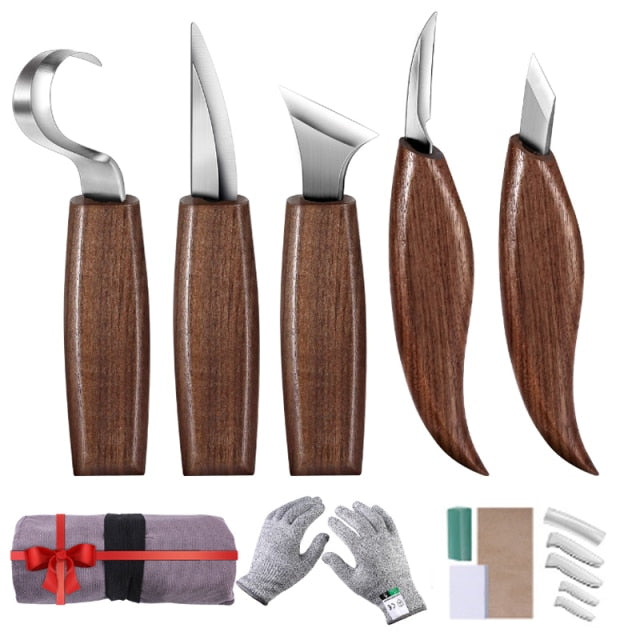 1/3/5/7/10/12pcs Chisel Woodworking Cutter Hand Tool Set Wood Carving Knife DIY Peeling Woodcarving  Spoon Carving Cutter