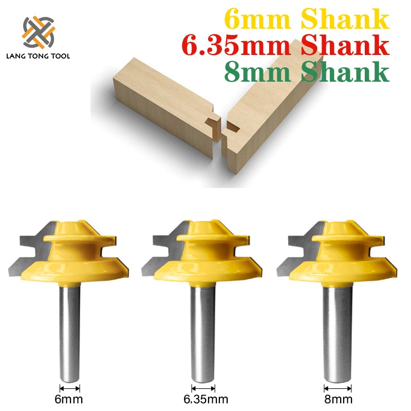 1Pc 45 Degree Lock Miter Router Bit Woodworking Tenon Milling Cutter Tool Drilling Milling For Wood Carbide Alloy LT069