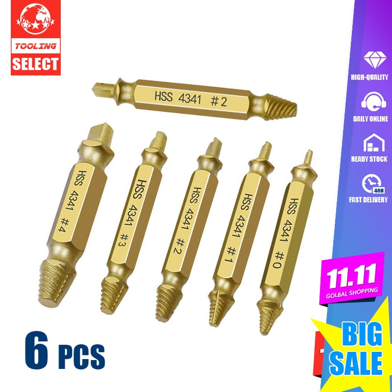 High quality 6pcs Damaged Screw Extractor Speed Out Drill Bits Broken Speed Out Bolt Extractor Bolt Stud Remover Tool