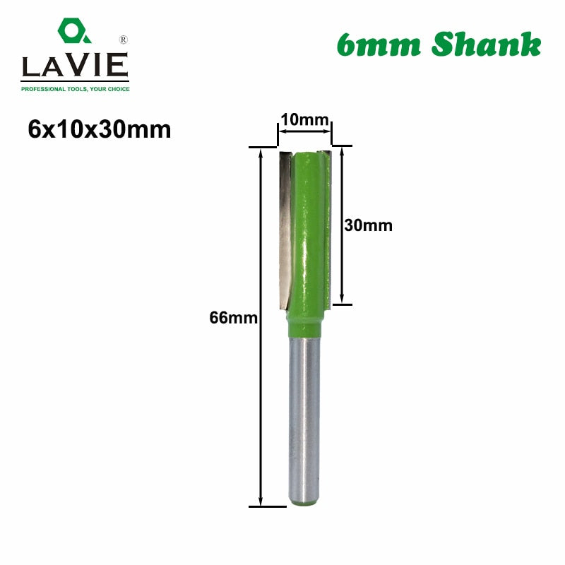 LAVIE 7pcs 6mm Shank Single Double Flute Straight Bit Milling Cutter for Wood Tungsten Carbide Router Bit Woodwork Tool MC06021