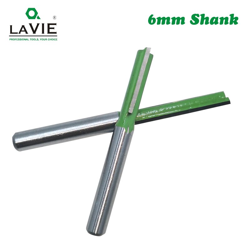 LAVIE 7pcs 6mm Shank Single Double Flute Straight Bit Milling Cutter for Wood Tungsten Carbide Router Bit Woodwork Tool MC06021